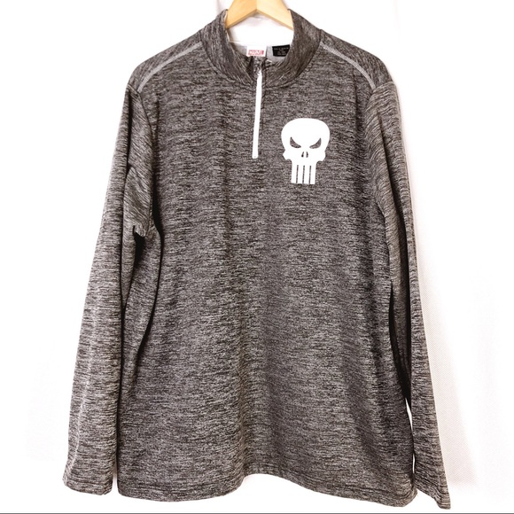 Marvel Other - Marvel Men’s The Punisher Partial Zip Pull Over